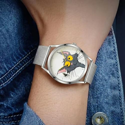 Image of Cat & Mouse Fun Watch, Cute Rat-Mouse Duo Wristwatch, Minimal, Playful & Perfect for Daily Wear
