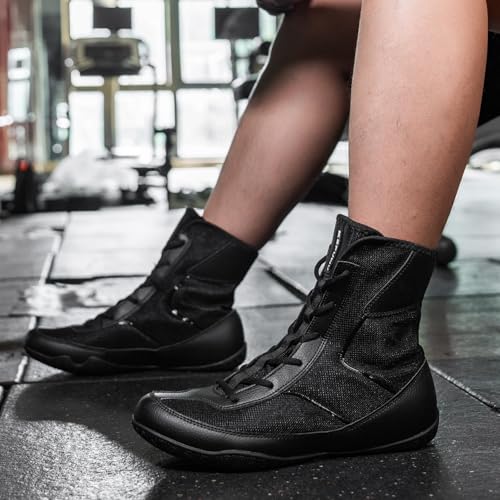 Image of Wrestling Boxing Boots Wide for Men Youth High Top Non-Slip