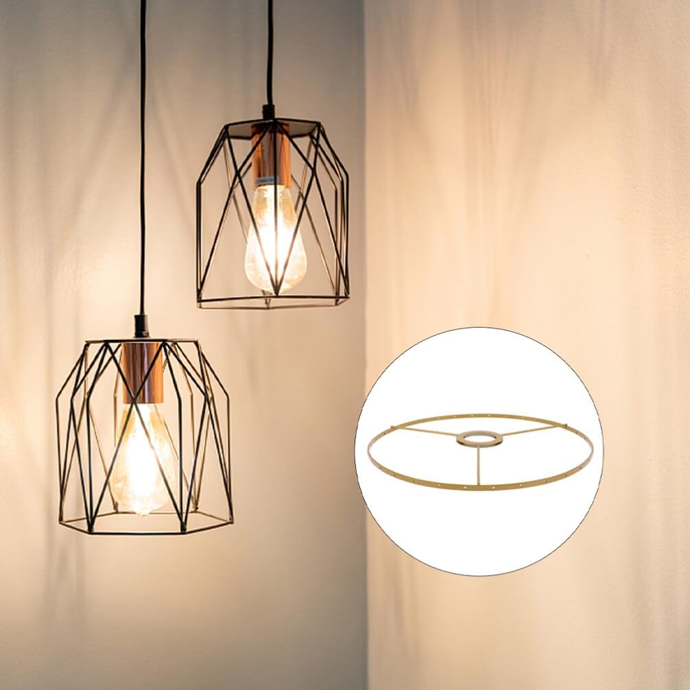 Kichvoe Iron Lampshade Frame Ring Replacement, E27, Golden, 5.11 in | DIY Lamp Shade Holder for Table Light, Chandelier and Ceiling Light, Single Layer