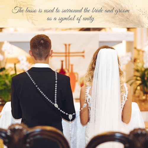 Wowangce Crystal Wedding Lasso for Ceremony Wedding Cord Wedding Lazo with Gift Box De Bodas Arras Rope Lazo para Boda Catolica Bridal Unity Cord Perlas for Filipino Mexico Hispanic Weddings Gift