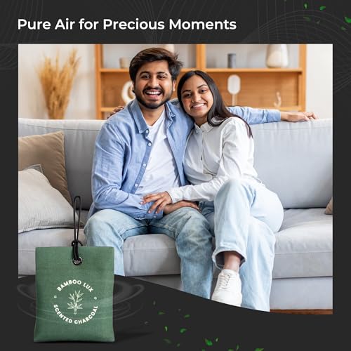 Image of Haka Bamboo Lux Scented Air Freshener Pouch | Scented Charcoal Kapoor for Car Fragrance | Charcoal Aroma Air Freshener & Camphor Purifier for Bedroom, Car, Office & Wardrobe Freshener for Clothes