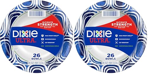 Dixie Ultra Paper Bowls, 20oz, Dinner or Lunch Size Printed