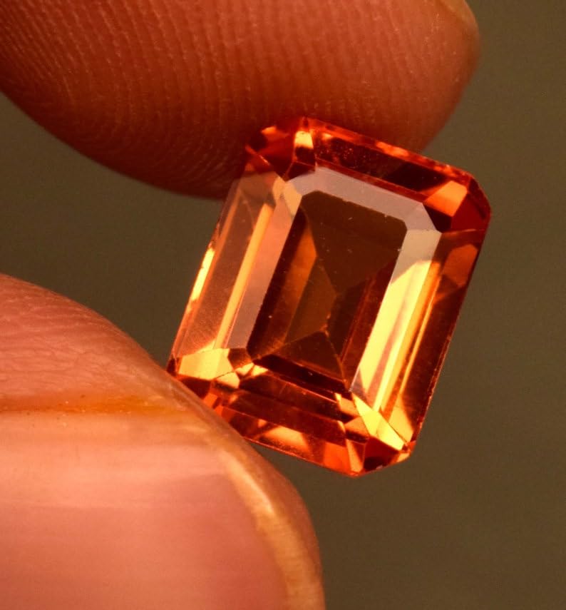 Saphir orange naturel 9x7x5mm gemme facettes pour bague et collier - 4