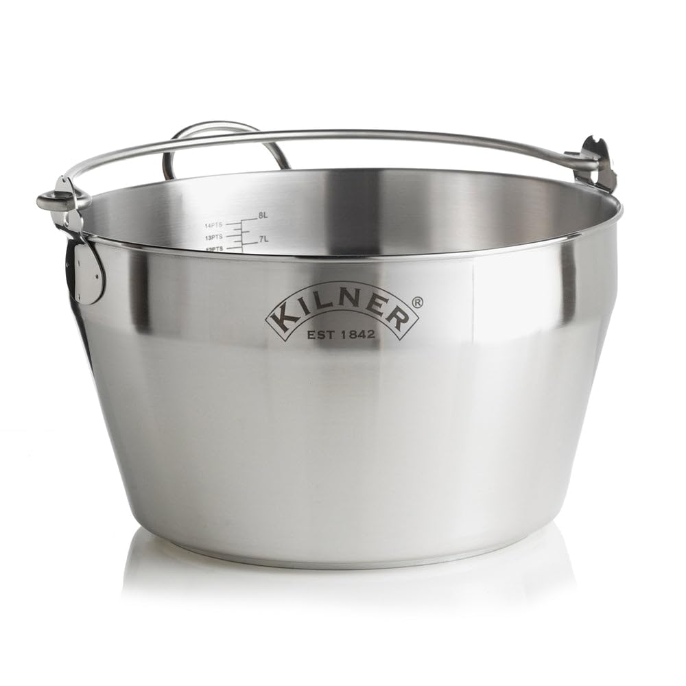 Kilner 8 Litre Stainless Steel Preserving Pan with Encapsulated Base Ideal for Jam, Chutneys, Soups and Stews