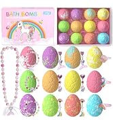 Kids Bath Bombs for Girls with Toys Inside, 12+1 Pack Unicorn Bath Bombs with Surprise Jewelry fo...