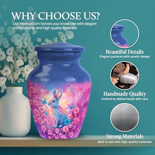 Image of Rabbit Urn - Miniature Urn for Human Ashes - 3 Inch - Pack of 1 - Burial Decorative for Mom & Dad - Keepsakes Urns for Ashes - Memorial Urns for Male & Female