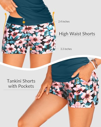 Image of Talisea Tankini Two Piece with Shorts - Womens Tummy Control Swimsuit with Pockets Bathing Suit with V-Wire Boy Shorts