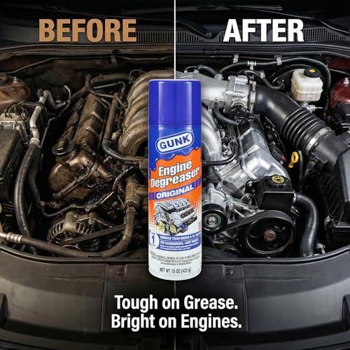 GUNK 15 oz Brite Engine Degreaser – Engine Brightener and Cleaner – H7 Degreaser Style Degreasing Spray – P21s Cleaner Alternative – 6 Pack