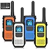 NXGKET Walkie Talkies for Kids Adults, Rechargeable Long Range Walky Talky 2 Way Radios 22 Channels with 1200mAh Li-ion Battery USB-C Cable for Family Outdoors Camping Hiking Toys Gift 4 Pack
