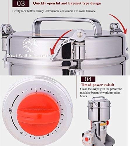 Miniatura 5 de CGOLDENWALL 52.91 oz de acero inoxidable de alta velocidad molino molino familia molino medicial hierba molinillo pulverizador (110V)