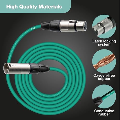 Image of Stagg 3m /10ft XLR to XLR Microphone Cable - Green