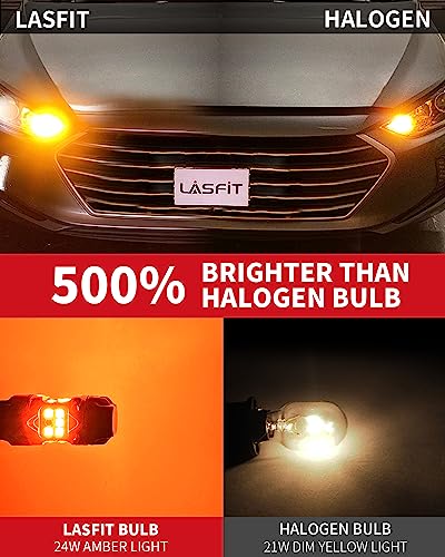 Image of LASFIT T3 1157 LED Bulb Amber Built In Resistor Yellow Turn Signal CANBUS Error Free 500% Bright Blinker 1157A 1157NA 2057 2357 2357A 7528 1034 BAY15D Front DRL Parking Light Anti Hyper Flash(2pcs)