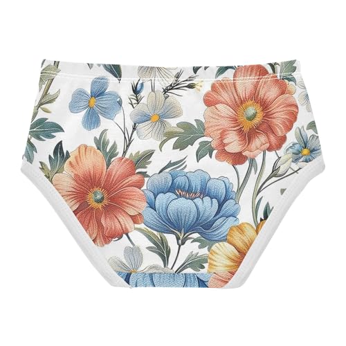 Vintage Floral White Girls Briefs, Toddler Girl Panties, Cotton Underwear Girls, 2–8 Years2