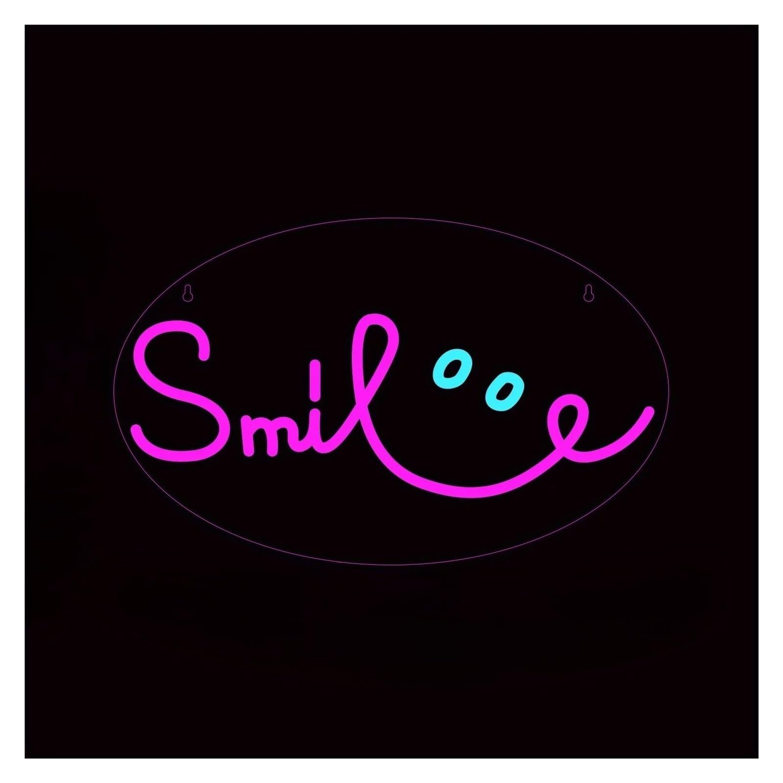 LEMST Sign Lamp Smile Neon Lights, Bachelor Party, Engagement Party, Birthday Party, Weddings 25x40cm