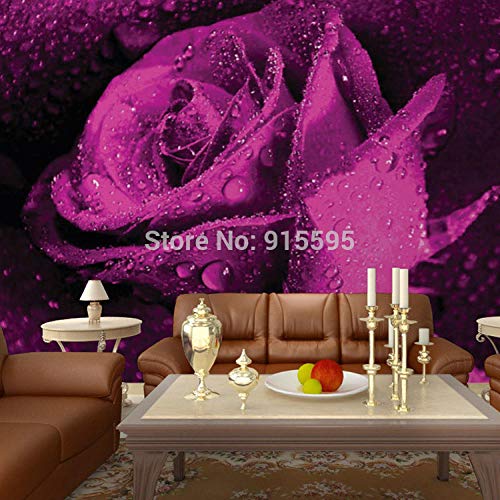 Papier peint mural 3D effet stéréochic fleur rose grand format