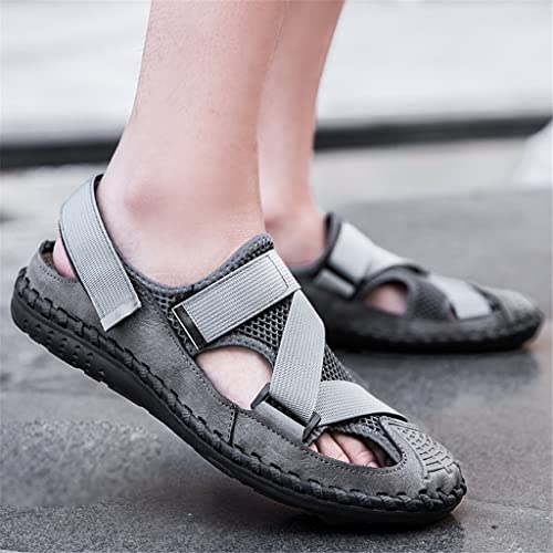 Fashion Casual Beach Men Shoes Leather Sandals Plus Size Men(D,44 Code)3