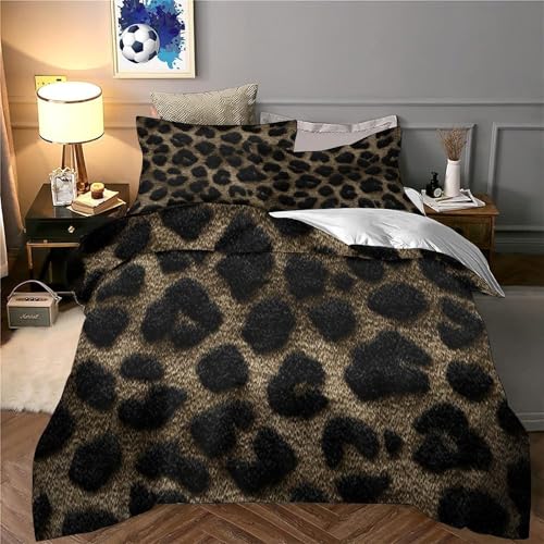 Housse de couette 260x220 imprimé léopard en microfibre premium - 6