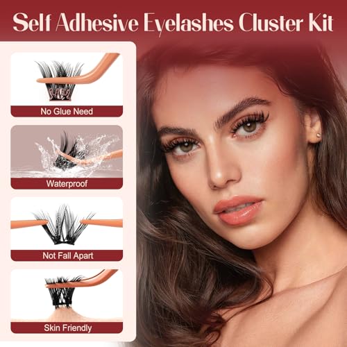 Higu clace Self Adhesive Eyelashes Volume Pre Glued lash clusters kit Mix 10-16mm, Preglued Eyelash No Glue Needed Easy to Use, DIY Eyelash clusters(AD11) - Image 7