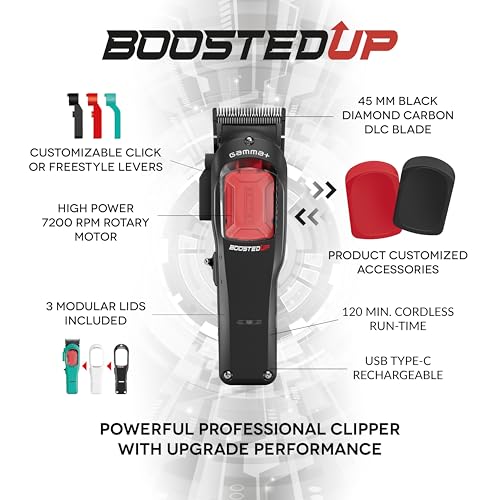 GAMMA+ Boosted UP Cortapelos Profesional para Hombre | Cuchilla Ajustable Espacio Cero | Motor Rotativo | 120 Min Autonomía Inalámbrica | Recarga con USB-C - imagen 4