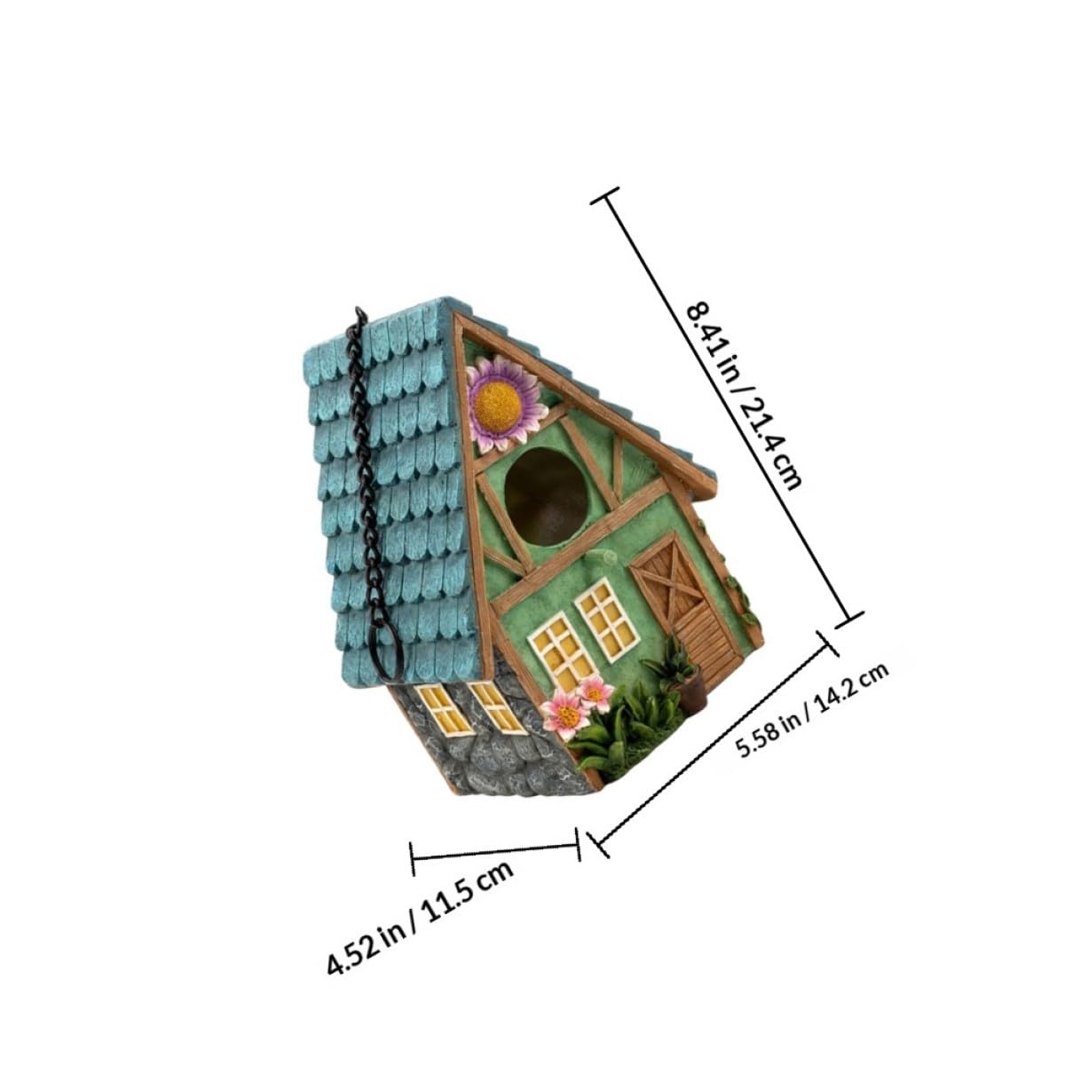 Angoily Nido de Pájaro de Resina para Jardín Exterior, Casa para Pájaros Fácil de Colgar Estilo Rústico, Refugio Cálido para Aves en Balcón y Patio