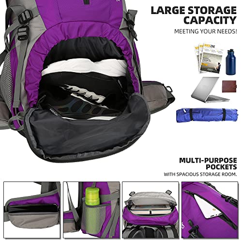 Image of King'sGuard 70L Hiking Backpack with Rain Cover Lightweight Waterproof Travel Camping Backpack Large Backpacking Pack