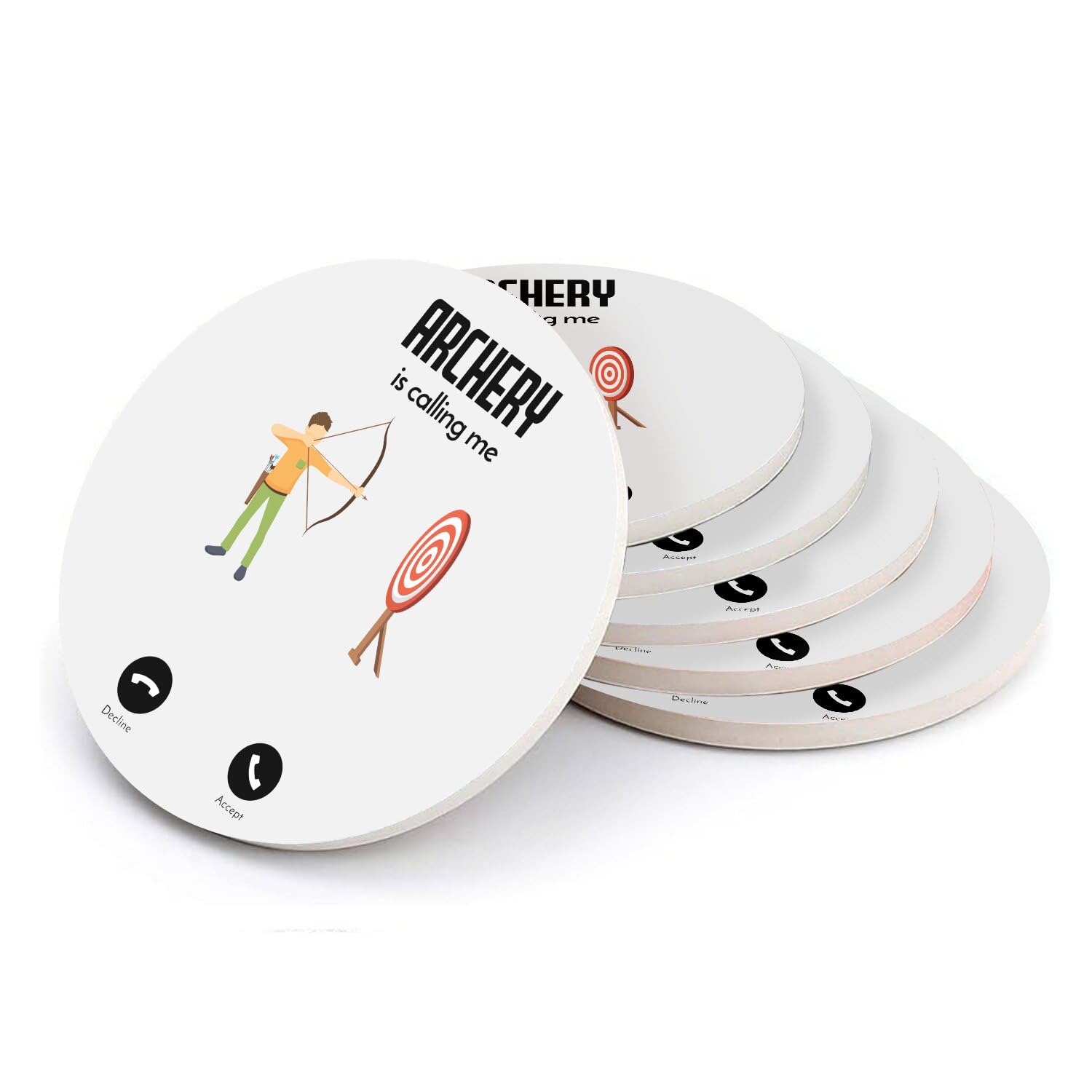 Sous-verre ronds en céramique Archery Lot de 6 dessous de verre 108mm