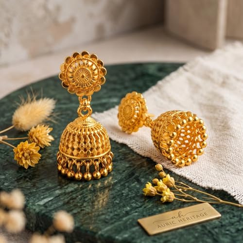 Image of Traditional Gold Plated Jhumka Earrings Combo Set of 4 for Women & Girls | Ethnic Jhumki Jewellery