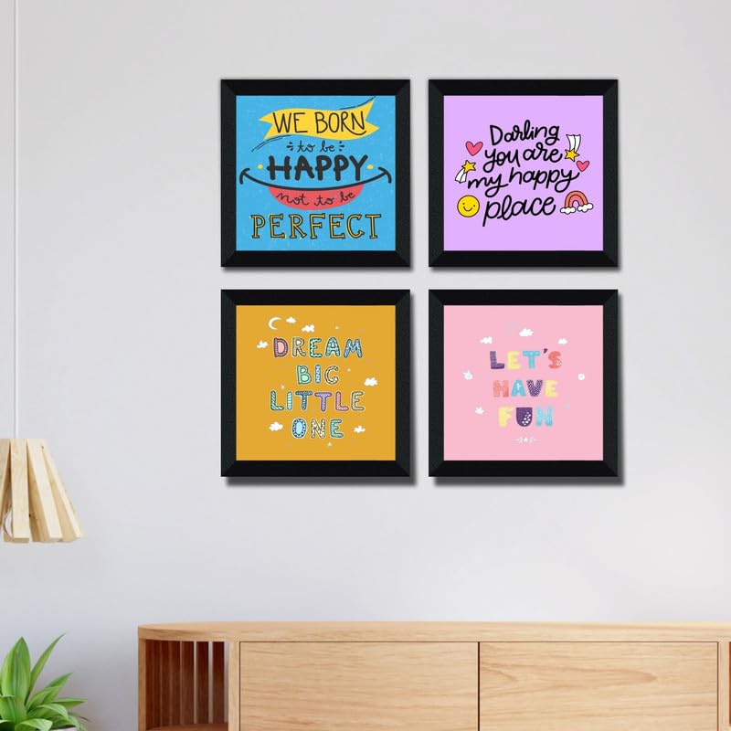 Livin'luxe Kids Nursery Wall Art Set of 4 | Cute Motivational Quotes for Children | Premium MDF Framed Prints | Baby Room Playroom Bedroom Wall Decor 20 Inch x 20 Inch 1