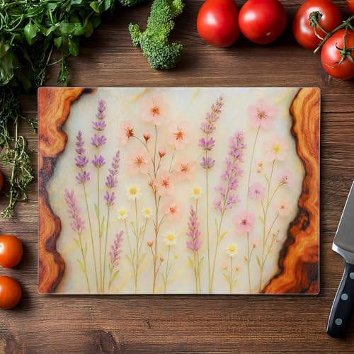 Tabla de cortar grande de vidrio templado Wildflower 11x15 pulgadas miniatura 1