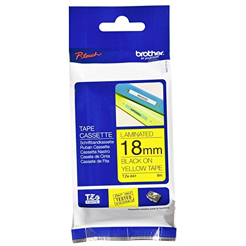 Brother P-touch TZE 641 Black on Yellow 18mm x 8m Tape Labels Ref TZE641