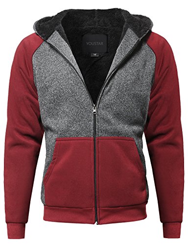 Youstar Men's Classic Sherpa Lining Drawstring Hoodie