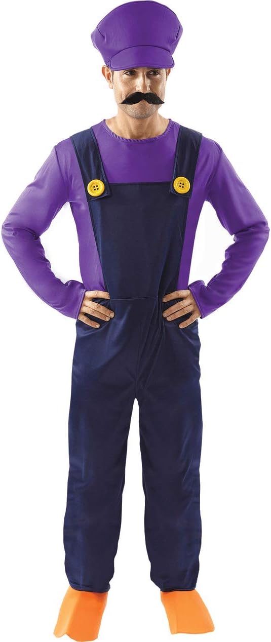 Orion Costumes Men's Bad Plumber's Mate Purple Retro 80s Video Game Fancy Dress Costume