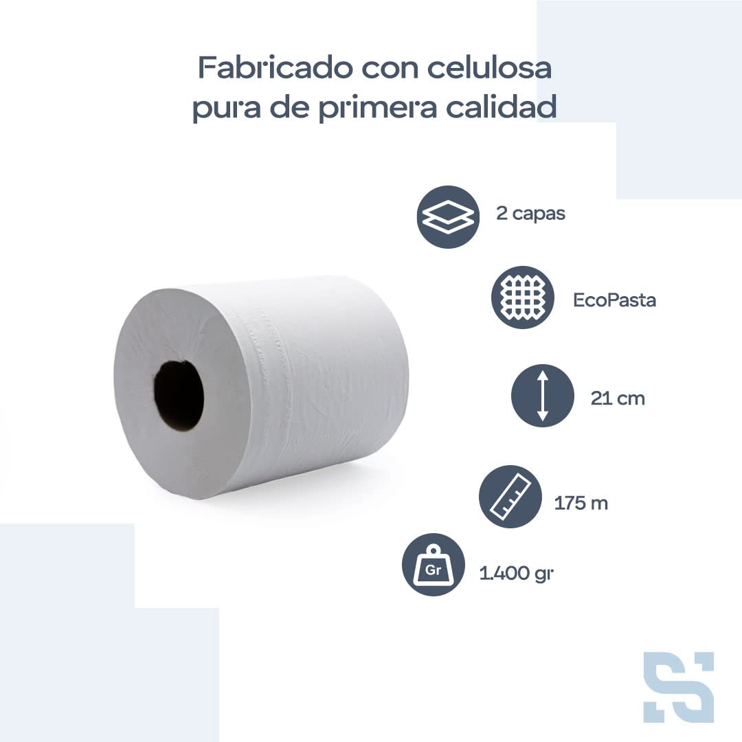 Bobina secamanos ecopasta lisa, 175 metros, pack de 2 unidades