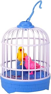 Forart Singing and Chirping Bird in Cage - Realistic Sounds and Movements - Sound Activated Chirp Toy - Electronic Simulation Bird Cage