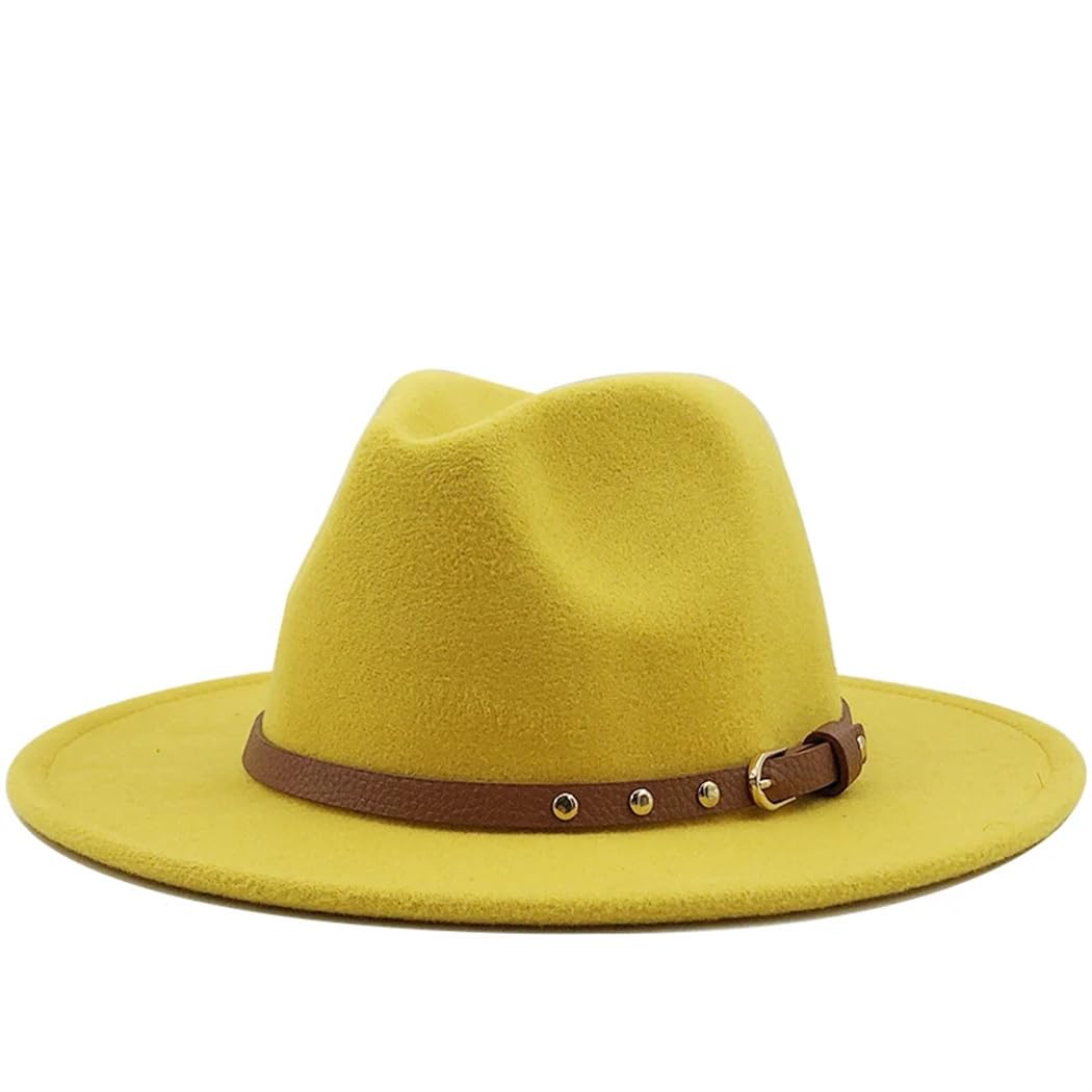 Cappello a cilindro da chiesa a tesa larga Panama in feltro solido per uomo e donna cappello Fedora per berretto Jazz in lana