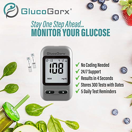 GlucoGorx® Blood Glucose Diabetes Testing Kit - 310 Blood Test Strips, 325 Sterile Lancets, Glucometer, Depth Controlled Lancing Device, Control Solution, User Manual & Convenient Carrying Case - Thumbnail 5