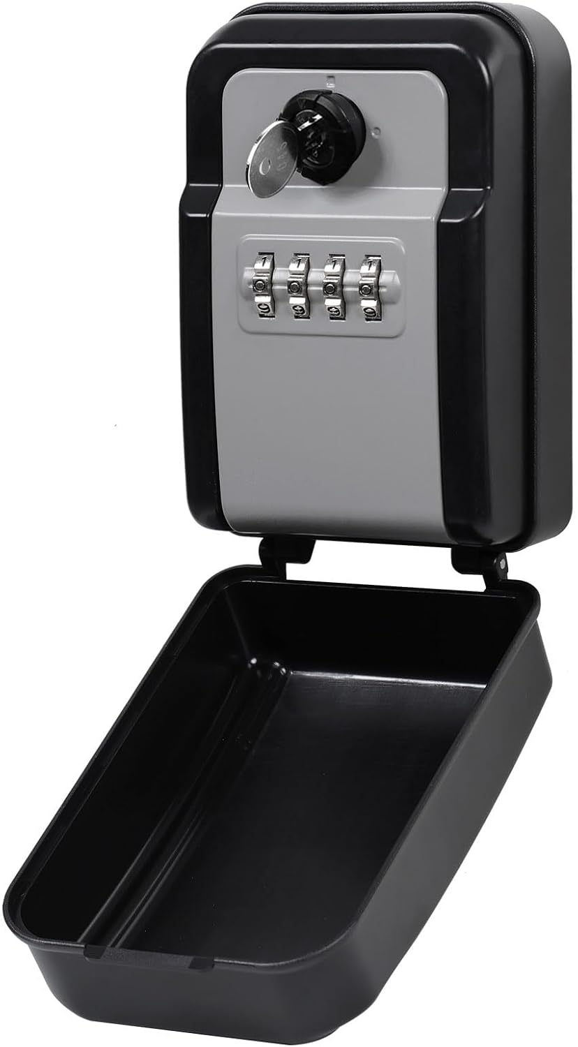 Key Lock Box for Outside, Keybox,Wall Mounted Key Safe Box, Weatherproof, 4 Digit Combination, Removable Shackle, Capacity Lockbox for Indoor Outdoor,key hiders outside,hide a key