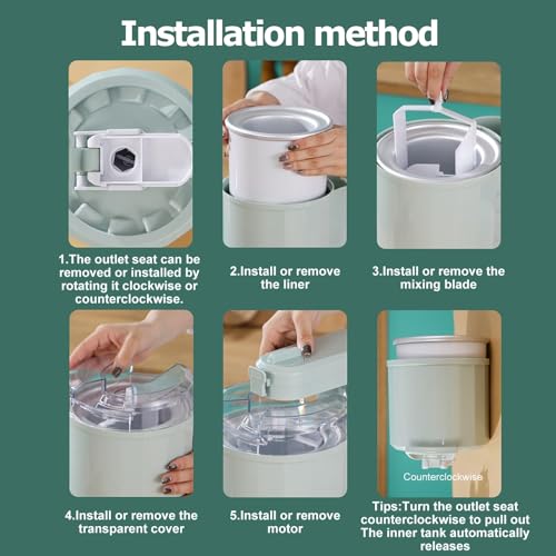 Soft Serve Ice Cream Maker und Desserthersteller 20W Haushalt Eismaschine Eismaishersteller -Spender 1000 ml schnell hergestellt in 10 minuteshy Simple One Push -Betrieb – Bild 6