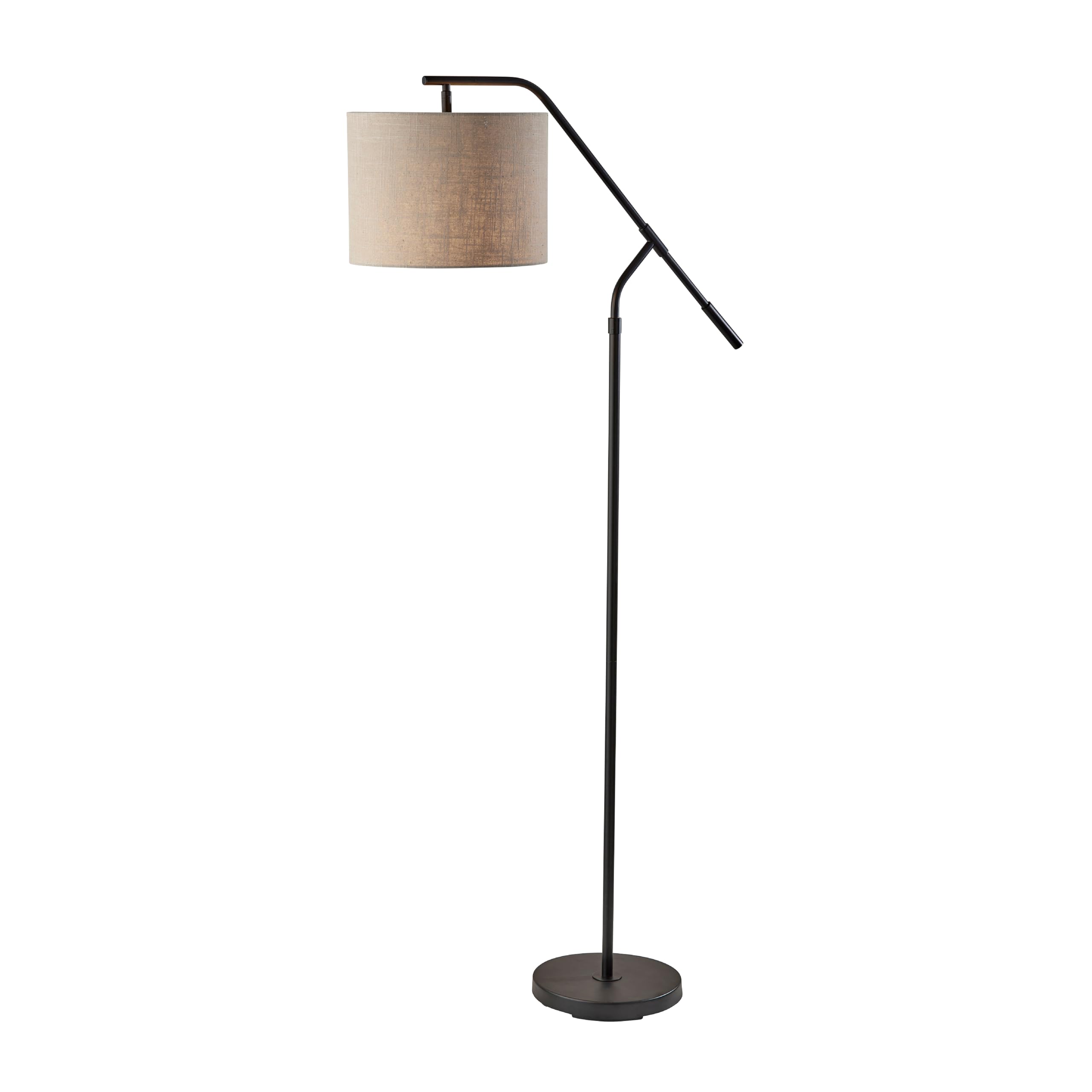 Adesso Black Lamp with Light Brown Shade – Adjustable Arm, 3-Way Switch, Accent Lighting for Bedroom, Living Room, or Home Office, 60” Tall