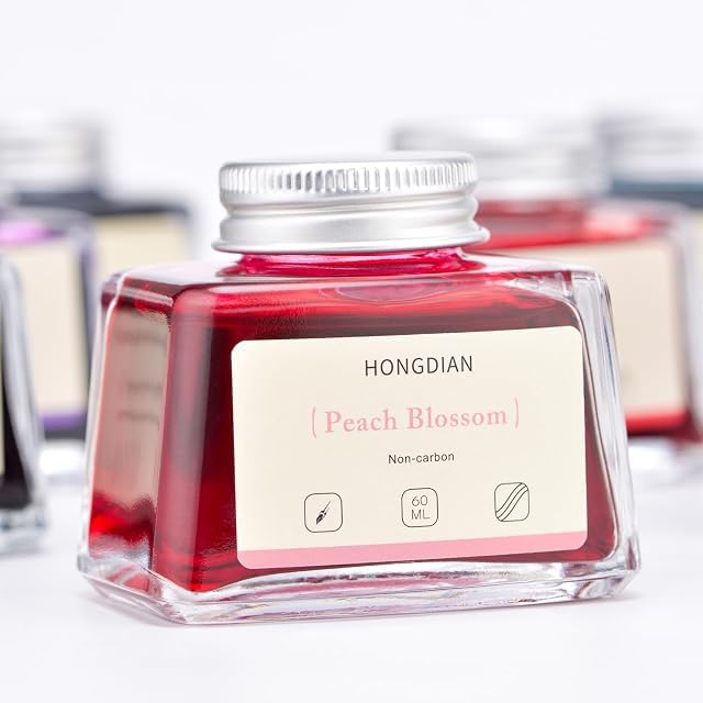 Image of HONGDIAN, Ink Bottle - Non Carbon | Peach Blossom | 60ml Premium Writing Ink.