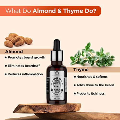 The Man Company Beard Oil for Growing Beard Faster with Almond & Thyme, 100% NATURAL, Best Beard Growth Oil for Men, Nourishes & Strengthens Uneven... - Image 3