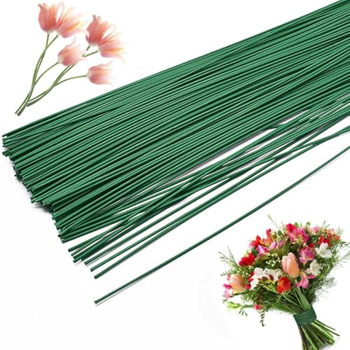Image of XANTHIC 200Pcs Green Floral Stem Wire, 09 Inch Extra Long, 3 MM Thickness, Craft Wire for Crochet Flower Making DIY, Bouquet Craft Sticks Supplies (200)