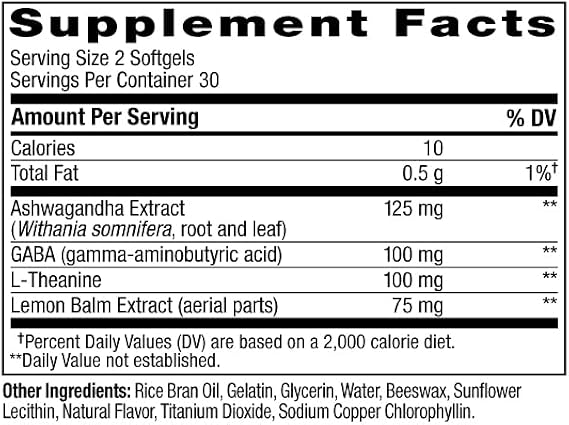 OLLY Ultra Strength Goodbye Stress Softgels, GABA, Ashwagandha, L-Theanine and Lemon Balm, Stress Relief Supplement - 60 Count