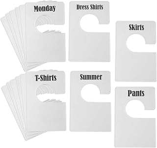 Tragoods 16-Pack Pearl White Clothing Rack Size Dividers with 60 Labels & 16 Large Blanks - Closet Organizers