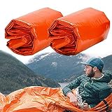 gotyou Saco de Supervivencia Ligero e Impermeable, 2 Piezas Saco de Dormir de Supervivencia PE, Térmico Tienda de...