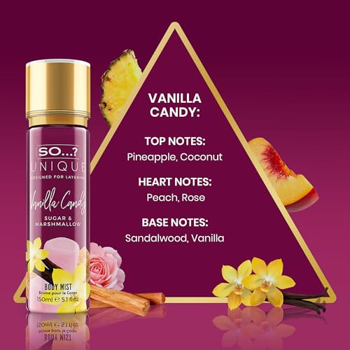 Image of So...? Unique Vanilla Candy Body Mist - Delightful Perfume for Women - Sweet, Fruity Vanilla Perfume with Peach and Rose - Gifts for Women - 5.1 oz