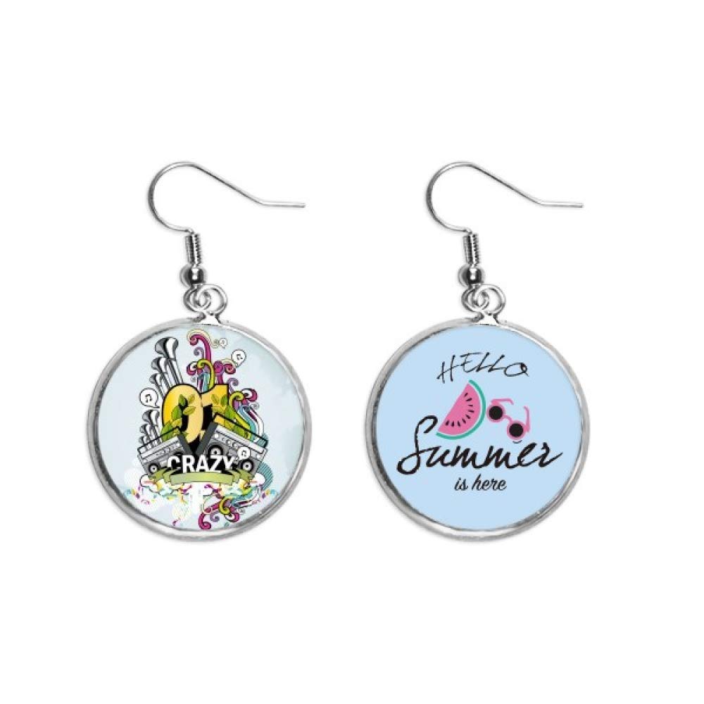Pendientes de sandía tridimensionales con acabado graffiti multicolor para verano 5