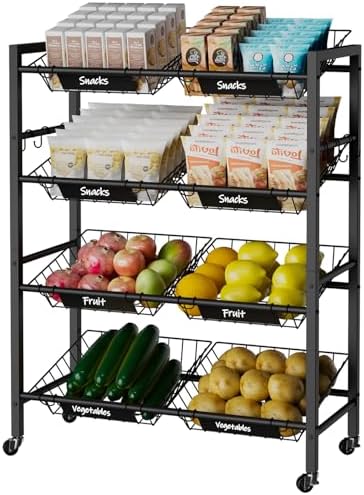 IBUYKE Large Kitchen Trolley Vegetable Fruit Bowl, Metal Auxiliar...