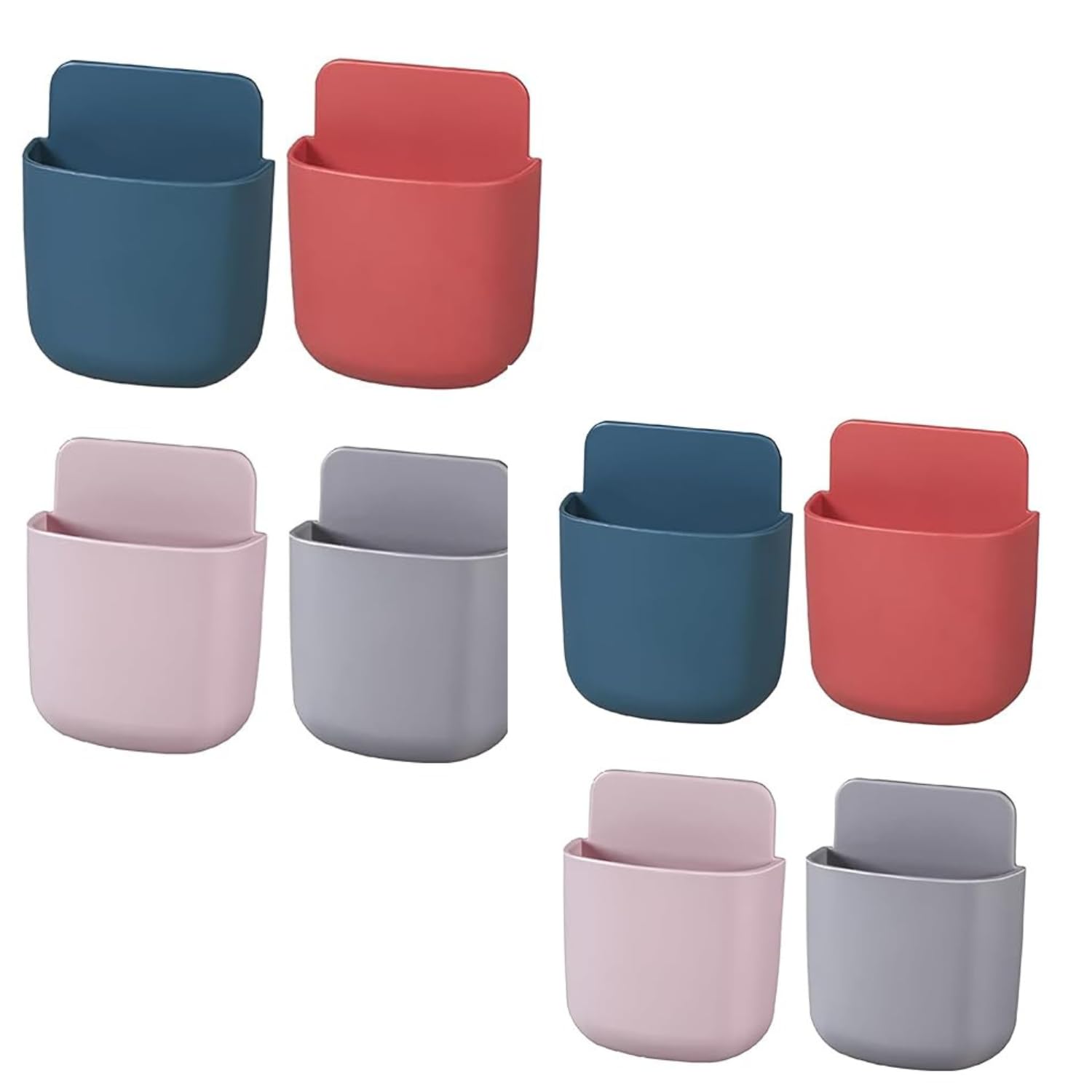 Wall Mount Phone Holder, Self-Adhesive Bedside Storage Box for Remote Control, Media Caddy, Makeup Brushes, and Stationery, Punch-Free Multifunctional Wall Organizer (Multi-Color) Pack Of 2-image-31