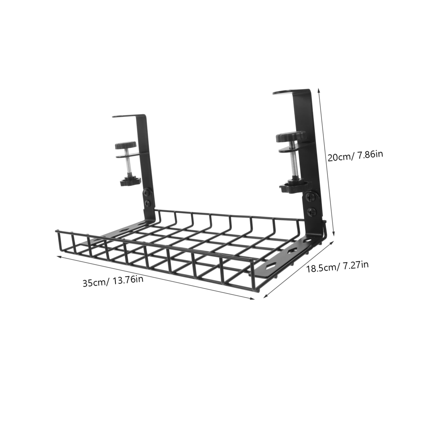 Organizzatore Cavi da Scrivania Sotto Piano, Nero, Ferro | Fissaggio 1, 8-5, 7cm, Grande Capienza, Design Portatile per Ufficio e Postazione Gaming